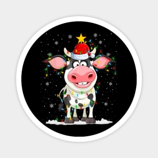 Cow Reindeer Santa Xmas Lights Cow Christmas Magnet